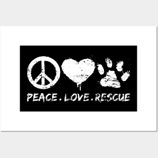 Retro Adopt Dog Cat Animals Peace Love Rescue Posters and Art